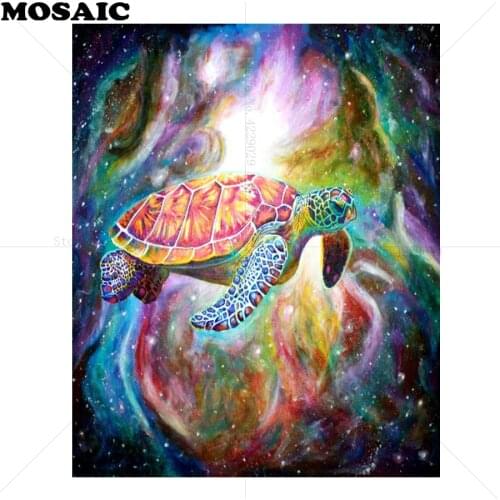 5d Diy Diamond Painting,colorful turtle in space,Cross Stitchs Full 3d Diamond Embroidery,diamond Mosaic,New year gift B323