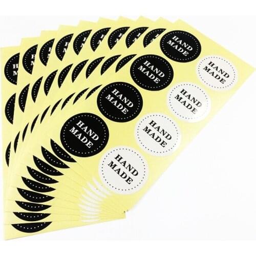 800 Pcs/lot Black & white Round Hand Made Paper Seal Sticker DIY Gifts Sealing Stickers Posted Baking Decoration Labels