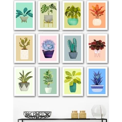 Agave Cactus Green Potted plants Leaves Wall Art Canvas Painting Nordic Posters And Prints Wall Pictures For Living Room Decor