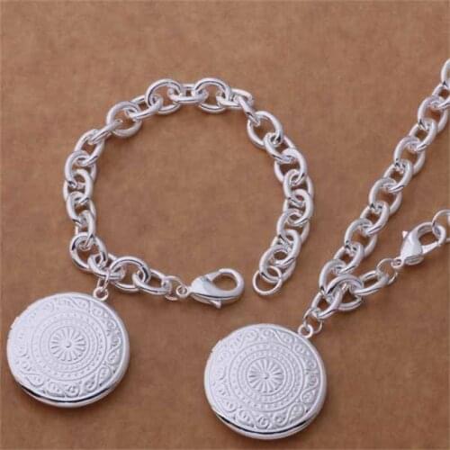 AS386 Hot Sale Silver Plated Color Jewelry Sets For Women Wholesale High Quality Classic Bracelet Necklace
