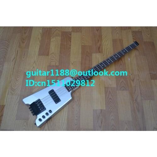 Free shipping new headless electric bass guitar in silver made in China 1140