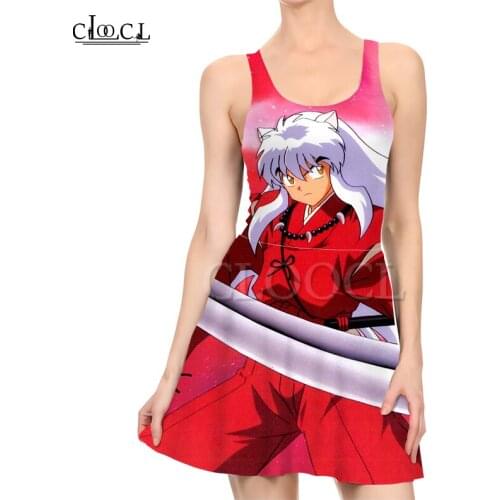 CLOOCL Japanese Anime Inuyasha 3D Print Ladies Sleeveless Casual Fashion 2021 New Summer Dress