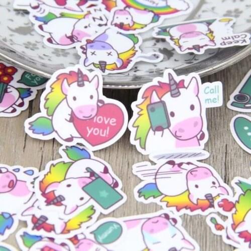 40pcs Cute Cartoon Unicorn Laptop Computer Hydro Flask Water Bottle Scrapbooking Sticker for Kids Children Teens Gift