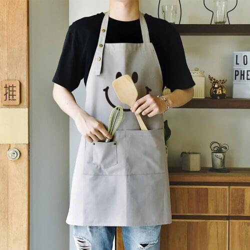 Cotton Apron Women Men Home Kitchen Baking Nail Tea Shop Florist Workwear Smock logo print