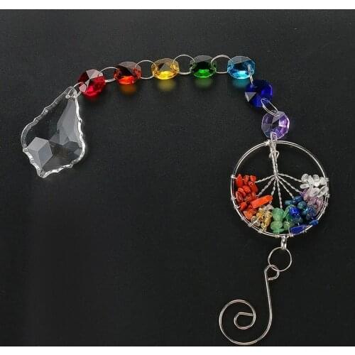 K9 color crystal bead curtain car pendant DIY handmade crystal pendant Maple Leaf Pendant Life Tree Star
