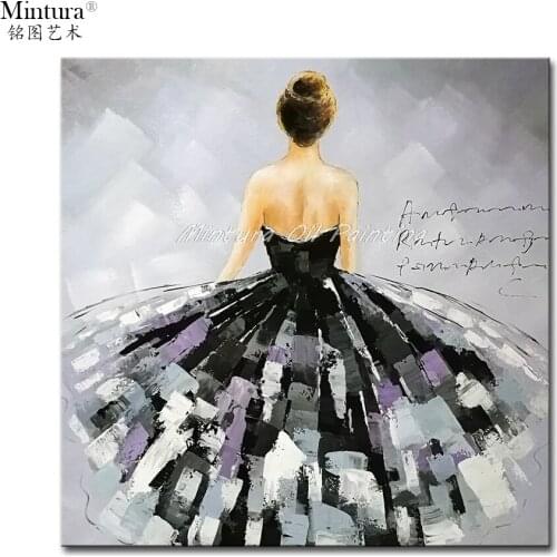 Mintura Painting for Living Room Wall Art A Girl in A Long Skirt Acrylic Canvas Oil paintings Hand Painted Home Decor No Framed