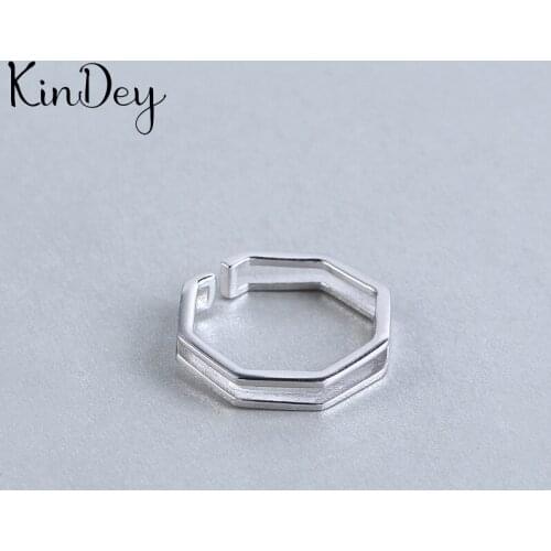 Kindey Bohemian Silver Color Hexagon Rings For Women Men Engagement Rings Girls Party Gifts Wedding Jewelry