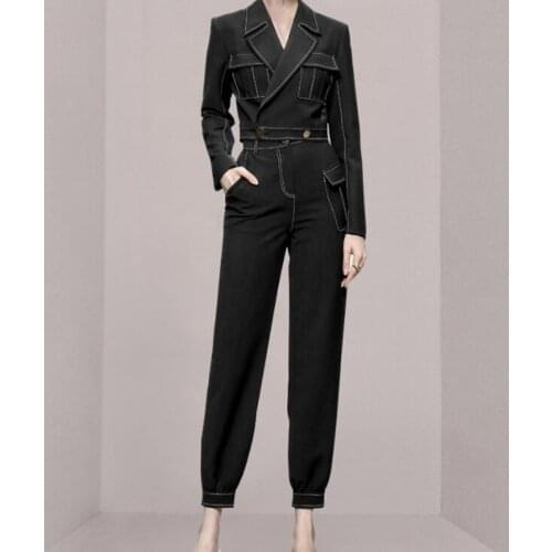 ZAWFL Fashion Autumn Women Pant Suits Long Sleeve Jackets & High Waist Loose Pants Elegant Ladies 2 Pieces Solid Blazer Set