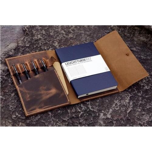 Personalized leather cover case for A5 Bullet Journal rustic real leather cover organizer for Leuchtturm 1917 Medium A5 notebook