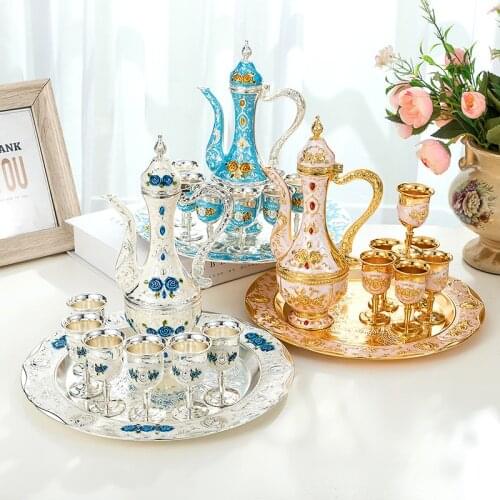 Metal Wine Set Liquor Tray Gift Russian Wine Set High-End European-Style Antique Zinc Wine Jug Wine Glass