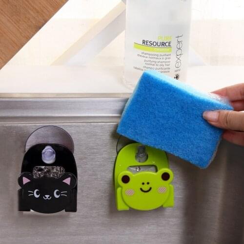 Cute Cartoon Kitchen Suction Cup Sink Drain Rack Sponge Storage Holder Sink Soap Drainer Rack Bathroom Accessories Organizer