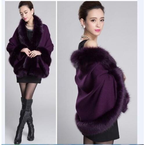 New Womens Loose Shawl Cloak Cardigan Sweater Wrap Cape Faux Fur Shawl Cardigan Outwear