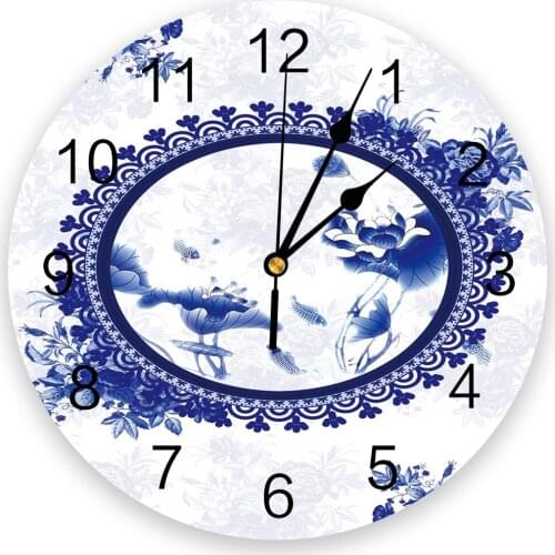 Blue Color Classical Lotus Leaf 3D Wall Clock Modern Design Brief Living Room Decoration Kitchen Clock Art Wall Watch Home Decor
