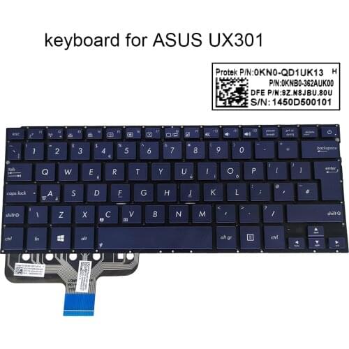 New UK backlight keyboard For ASUS Zenbook UX301 UX301L UX301LA GB British replacement keyboards notebook PC hot 0KNB0-362AUK00