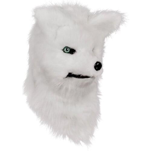 New Moving Mask White Fox Realistic Fox Costume Movable Mouth White Fox Head Halloween Masquerade For Party