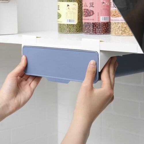 New Wall Mounting Kitchen Cabinet Storage Box Spices Rack Plastic Under Sink Cutlery Holder Floating Shelf Wall Organizer Stand