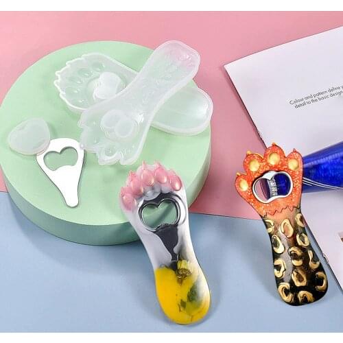 Cat Paw Bottle Opener Silicone Mold Beer Spanner Crystal Epoxy Resin Molds DIY Crafts Party Decor Home Table Ornament