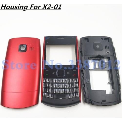 Original Battery Back Cover Housing For Nokia x2-01 x201 Full Housing Cover Door Frame + Battery Back cover+ English Keypad
