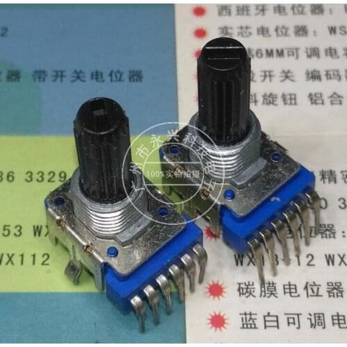 Original New 100% RK12 B50K shaft length 18MM dual mixer musical instrument volume adjustment potentiometer 6pin (SWITCH)