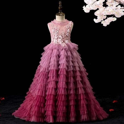 Kids DressesGirls Flower Girl for Weddings Princess Birthday Party Children ClothesPerformance Clothes Christmas Baptism