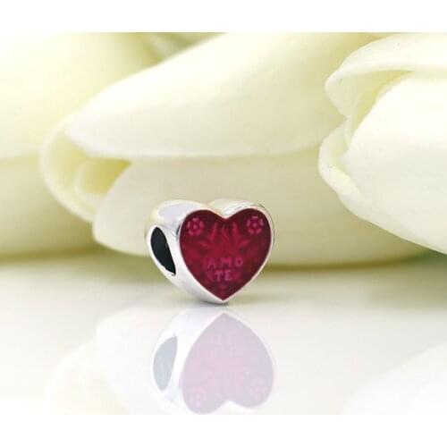 Authentic 925 Sterling Silver Beads New Love AMO TE Heart Shaped Beads Fit Original Pandora Bracelet For Women Diy Jewelry