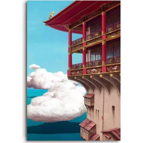 Spirited Away building Sea Anime Posters and Prints Canvas Art Paintings Wall Art For Home Decor