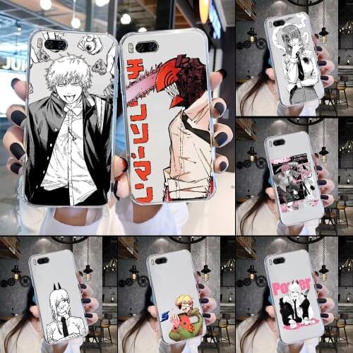 Anime Chainsaw Man Phone Case Transparent For Xiaomi Mi Max Note 3 A2 A3 8 9 9T 10 Lite Pro Ultra transparent silicone funda art