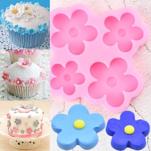 Flower Silicone Molds DIY Party Cupcake Topper Fondant Cake Decorating Tools Cookie Baking Chocolate Candy Polymer Clay Moulds