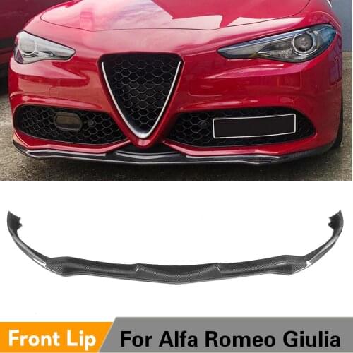 Carbon Fiber Front Bumper Lip Spoiler for Alfa Romeo Giulia Sedan 4 Door 2016 - 2018 FRP Unpainted