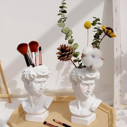 Human Statue Concrete Vase Silicone Mold Gypsum Sculpture Flower Pot Plaster Decor Cement Planter Pen Container Mould