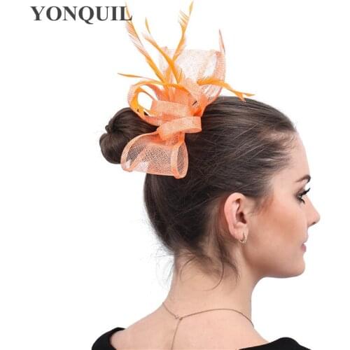 Nice Sinamay Wedding Headwear Bride Fascinator Hair Pin Accessories Formal Dress Church Cocktail Party Headdress Hat Women Marry