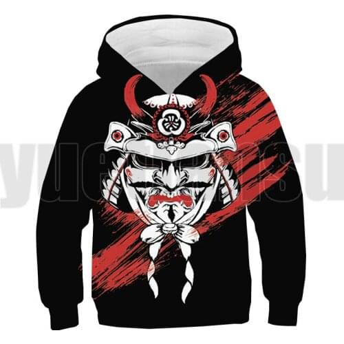 3D Printing Bushido Samurai Hoodie Men Streetwear Children Japan Samurai Anime Oversize Pullover Kids Sweatshirt Pullover 2021
