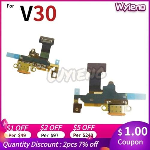 Wyieno For LG V30 H930 USB Dock Charging Charger Port Plug Flex Cable Microphone MIC Board SIM Tray Holder Camera Glass Lens