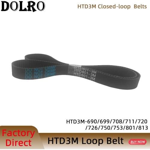 Arc HTD 3M Timing belt C=690 699 708 711 720 726 750 753 801 813 width 6/9/10/12/15/20mm Rubbe Closed Loop Synchronous pitch 3mm