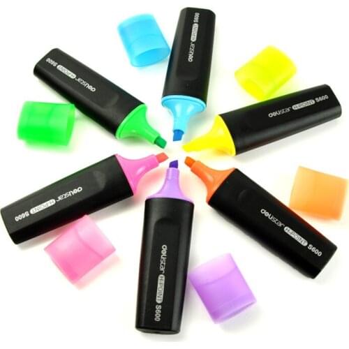 1pc Deli Highlighter Art Drawing Office School Supply Stationery Markers Pen Fluorescent Bright Children Graffiti Pens 6 Colors