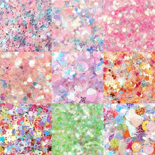 10g Magic Color Mix Pattern Sea Shell Chunky Glitter Loose Sequins Paillettes DIY Nail Art Accessories Crafts Package Filler