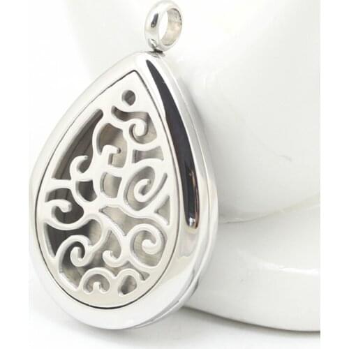 10pcs/lot Stainless Steel Oval Shape Essential Oil Diffuser Perfume Locket Pendant Necklace