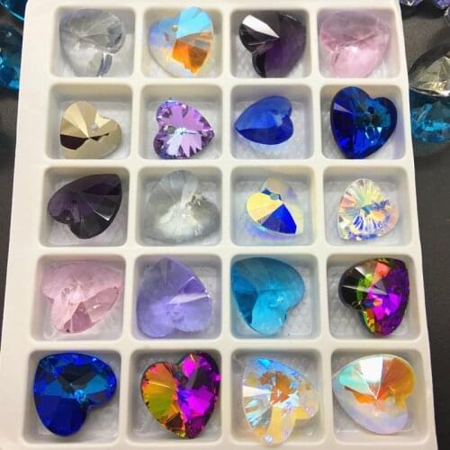 20pcs 10mm 12mm K9 crystal from 6228 XILION Heart pendant Top Quality rhinestone beads mix colors for DIY jewelry making