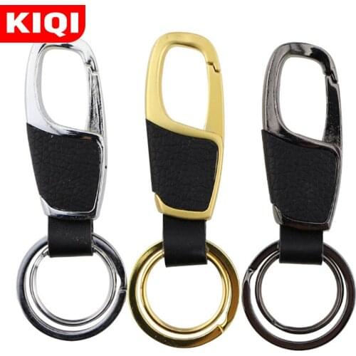 3 Colors Zinc Alloy Leather Keychain Quality Key Chain Universal Keyring Double Ring Holder Key Accessories