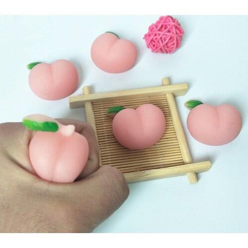 Wholesale 3PCS Peach Figurine TPR Sensory Toy Cute Pink Peach Shape Reducing Stress Toys Softe Squeeze Toys for Children Adults