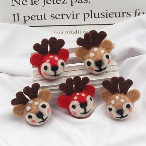 3Pcs Creative Lovely Doll Wool Felt Poked Kitting DIY Cute Animal Handmade Craft Decorations Brooches Material Bag Accessories