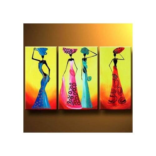 3 piece Hand Painted Fashionable Africans-Modern Canvas Art Wall Decor-Abstract Oil Painting Wall Pictures for Living Rooms
