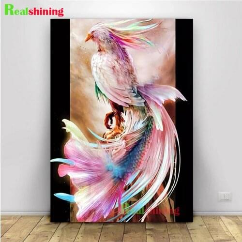 3D Diamond Painting Fantasy Animal Fish Bird Cross Stitch Diamond round 5D DIY Diamond Painting Embroidery Rhinestone N2209