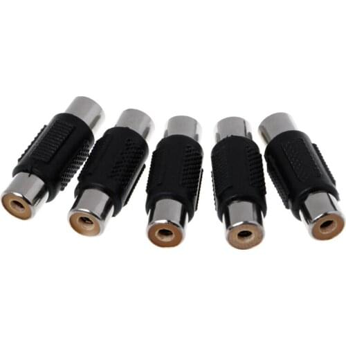 5 Pcs RCA Female to RCA Female Audio Video Cable Jack Plug Adapter Connector