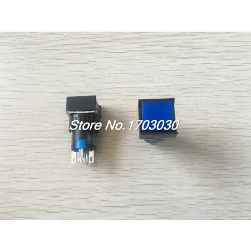 5 Pcs Blue Square Cap DC 12V LED Light 1P2T 5 Terminals Push Button Switch