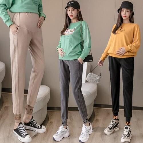 9919# Maternity Pants Spring Autumn Support Abdomen Sport Style Elastic Waist Belly Support Pants Maternity Trousers