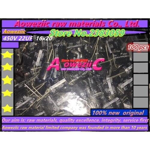 Aoweziic (100 PCS) Taiwan 450V 22UF 16x20 power adapter electrolytic capacitor 22UF 450V 16*20