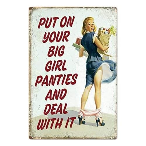 AYLAODI 1pcs Pin Up Girl Tin Sign Plaque Metal Vintage Sexy Metal Sign Wall Decor for Bar Pub Club Man Cave Retro Signs Metal