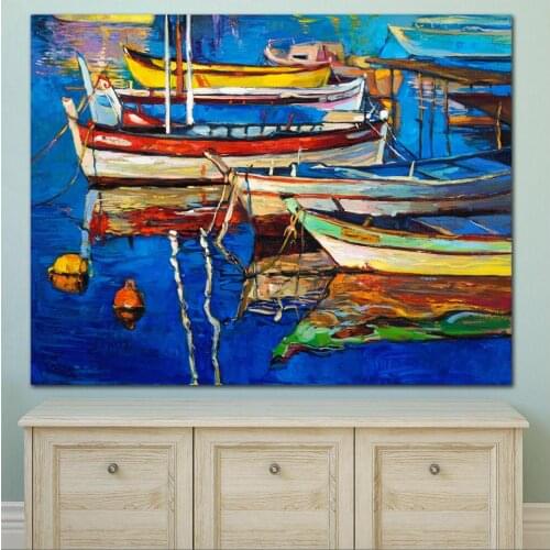 Large size Printing Oil Painting beautiful quiet harbor 1 wall art canvas prints pictures for living room and bedroom No Frames
