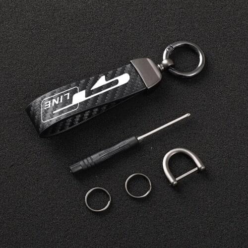 Carbon fiber Leather Car KeyChain 360 Degree Rotating Horseshoe Key Rings For rio gt line 3 4 5 sportage 2020 gt line ceed Car